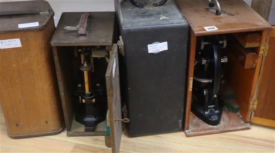 A Cooke Baker microscope, projection model, A Watson microscope, cased,